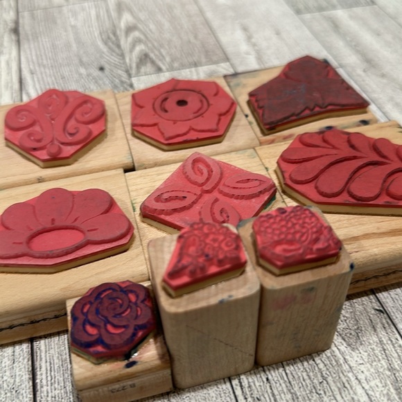 JRL design floral wood rubber craft stamps lot of 9 - Picture 6 of 6